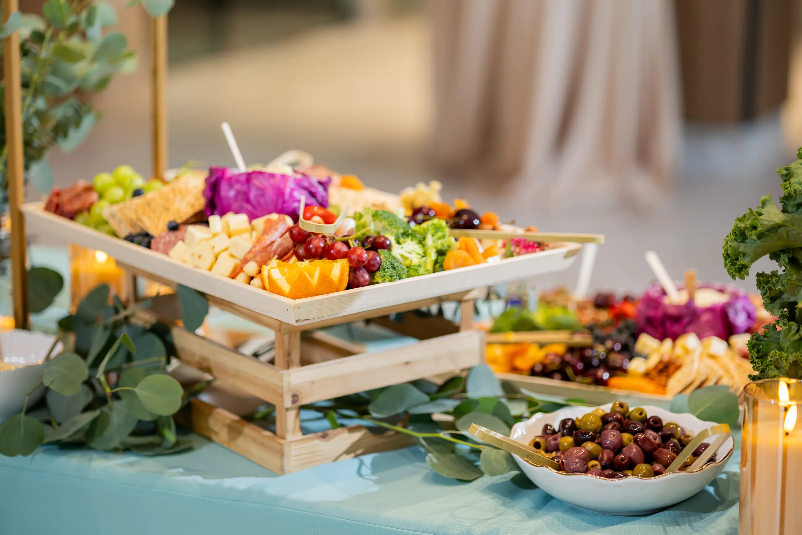 An elegant NOM Catering tablescape set for a celebration